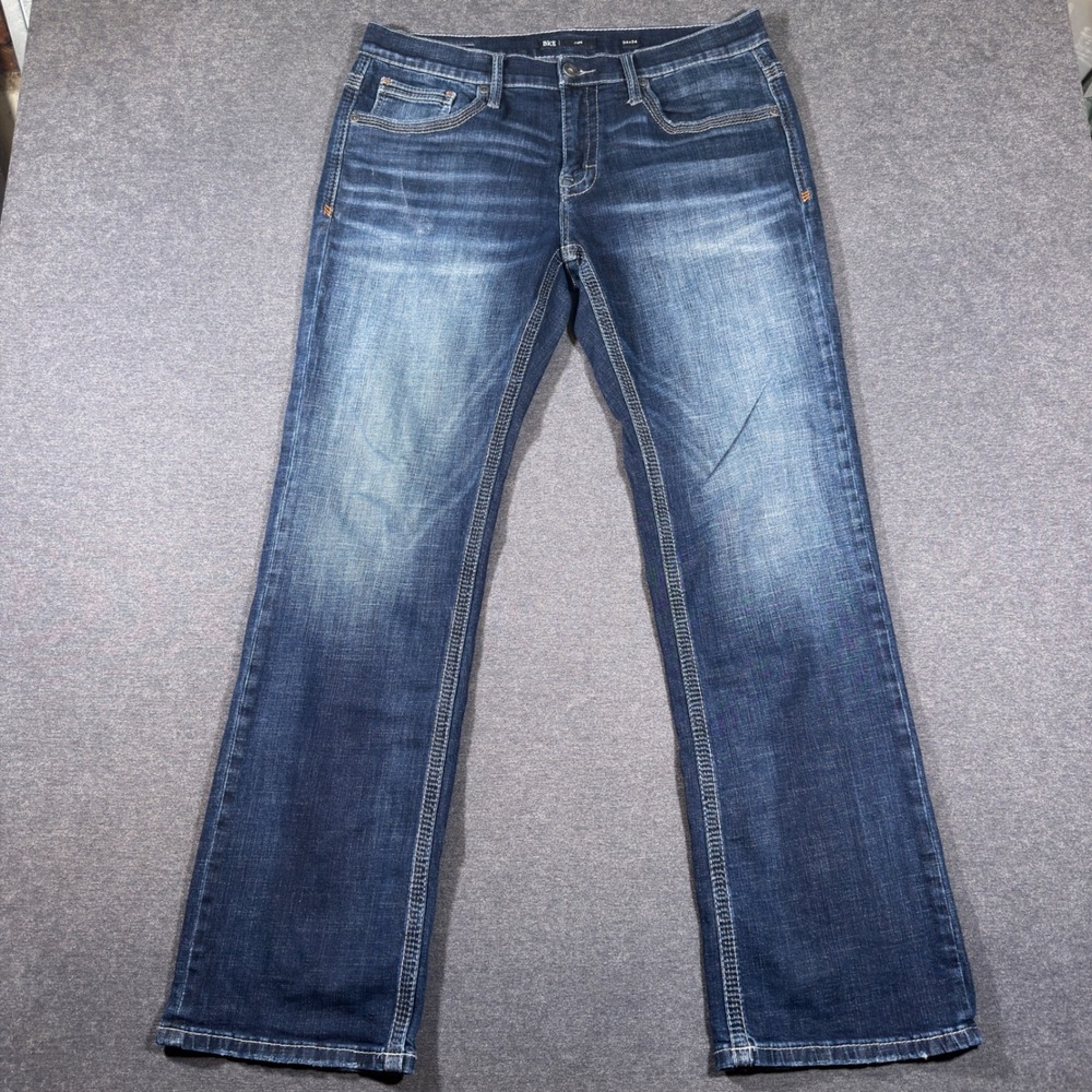 BKE Jake Jeans Mens 34x34 Blue Straight Leg Denim Stretch Dark Wash Casual